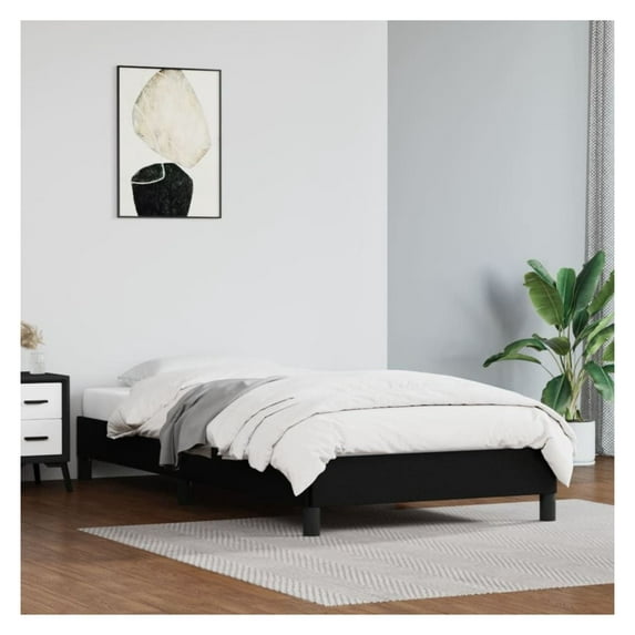 Twin XL Bed Frame Black Faux Leather, 39.4x79.9in Platform Bed - Modern Bedroom Furniture