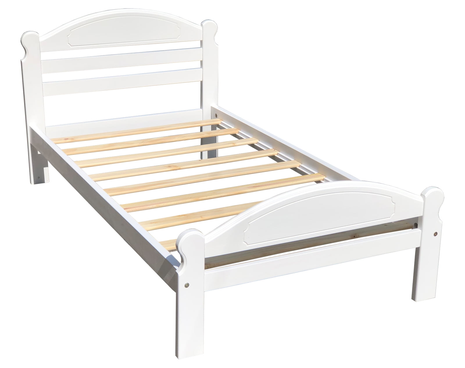 Twin XL Bed White Finish Arizona Wooden Single Bed Frame