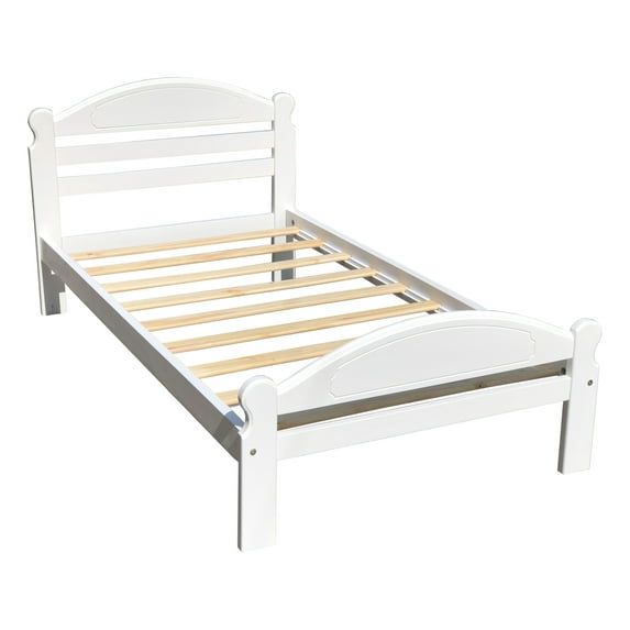 Twin XL Bed White Finish Arizona Wooden Single Bed Frame