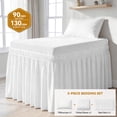 thumbnail image 1 of Twin XL Bedding Set 3PCS - 32" Drop Bed Skirt & Fitted Sheet with Pillowcases, PolyCotton for Dorm (White), 1 of 7