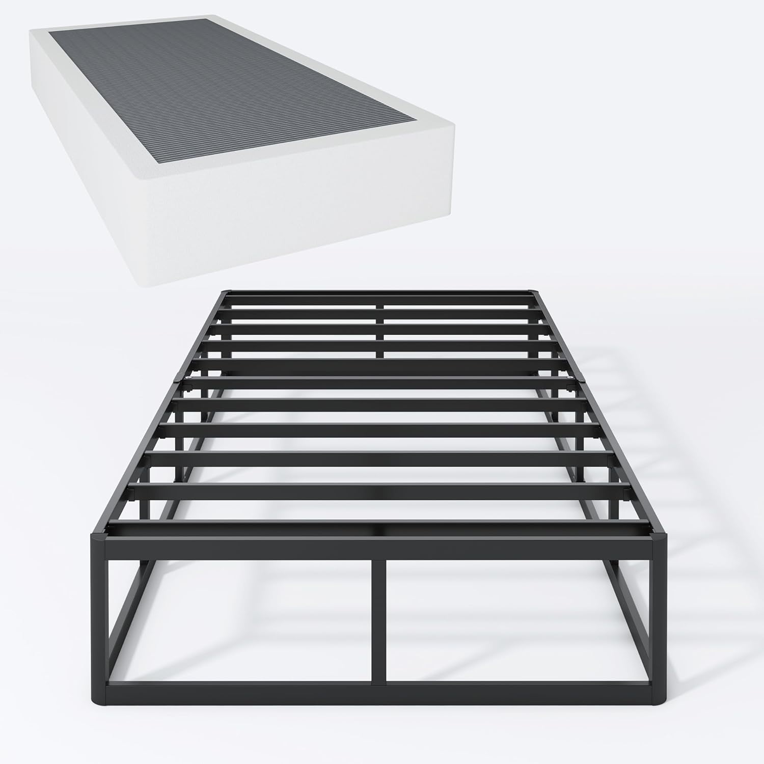 Twin XL Box Spring 9 Inch High Profile Metal Frame Mattress Foundation ...