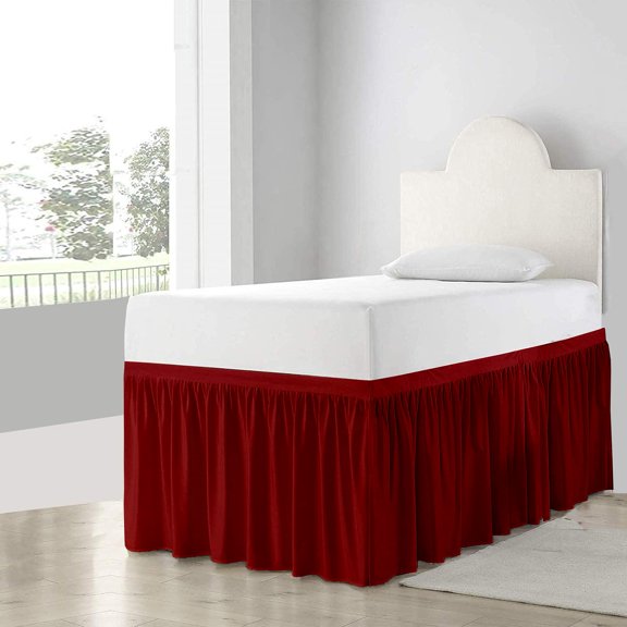BeKind Online College Dorm Bed Skirt 1000-TC, 100% Egyptian Cotton 44 inch Drop - Burgundy Solid
