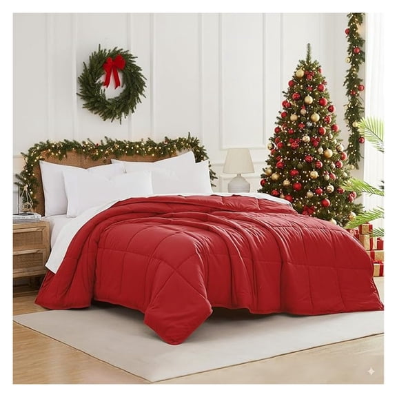 Twin/XL Comforter, Down- Red Comforter/Bedspread Twin Size, Soft, Fluffy Bedding Comforters, Easy Care, Pet Hair Resistant, Chili Pepper