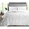thumbnail image 1 of Twin XL Comforter Pinch White 300 GSM Plush Siliconized Microfiber Fill Duvet Insert Box Stiched Quilted Fluffy Soft 600 TC Egyptian Cotton Shell with Piping & Pillowcases, 1 of 8