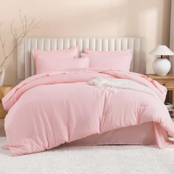 Twin XL Comforter Set Pink - 5 Pieces Twin Extra Long Bed in a Bag for College Dorm All Season Bedding Set for Girls and Boys Soft Bed Set with Comforter Sheets Pillowcase and Sham