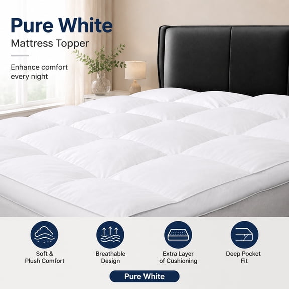 Twin XL Down Feather Pillow Top Mattress Topper for College Dorm