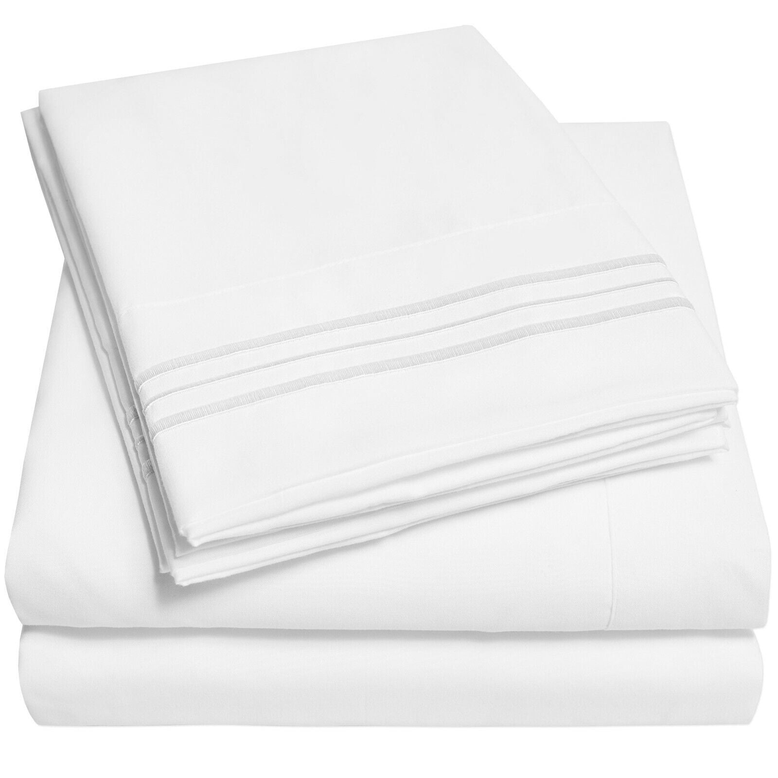 Twin XL Fitted Sheets 2 Pack For Dorm Beds Adjustable Deep Pocket 1800