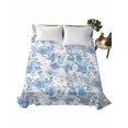 thumbnail image 1 of Twin XL Flat Sheet 66"x102", Navy Blue Flowers Soft Lightweight Bedding Flat Sheets Only, Watercolor Summer Botanical Floral Brushed Microfiber Top Bed Sheet, Breathable StainResistant Bedsheets, 1 of 9