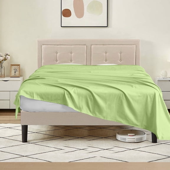 Twin XL Flat Sheet Only, 1 Piece, 800 Thread Count, 100% Egyptian Cotton, Sateen Weave, Soft & Breathable, Sage Solid, Hotel Quality