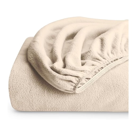 Twin XL Fleece Fitted Sheet - Extra Soft Plush Polar Fleece - Deep Pocket - No Pill - All Season Cozy Warmth - Sand Color