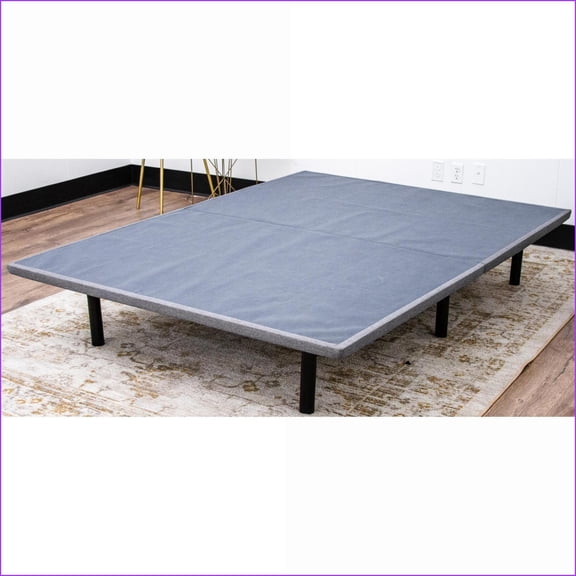 Twin XL Gray Upholstered Platform Foundation - Steel Frame Foldable 1000lbs Easy No-Tool Assembly