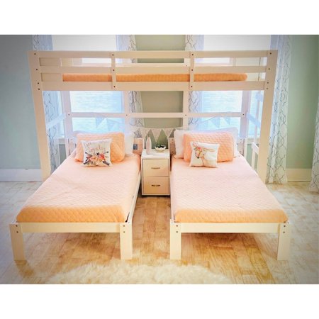 Twin XL Loft Bed over Two Twin Beds