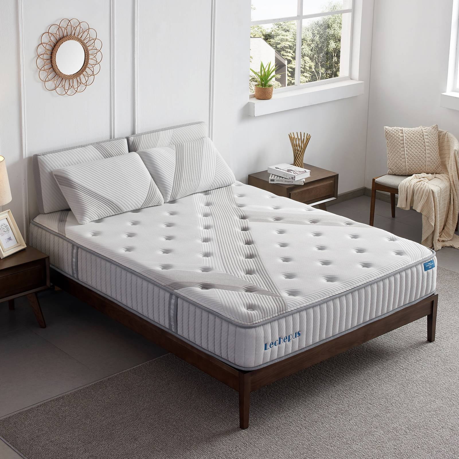Twin XL Mattress 10 inch Hybrid Foam Mattresses in a Box Pocket Innersprings with Memory Foam for Motion Isolation Breathable Soft Cover Mattress Medium Firm Walmart