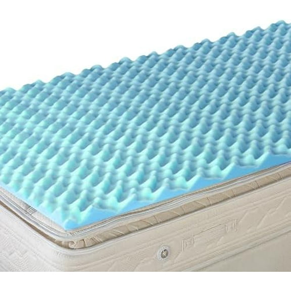 Twin XL Mattress Topper Egg Crate Foam for Pressure Relief, Weight Distribution & Enhanced Airflow | Dorm Bed Mattress Topper 2 Inch - Improved Comfort & Alignment- Blue