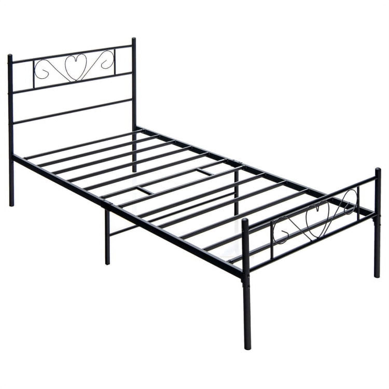 Twin XL Metal Bed Frame with Heartshaped Headboard
