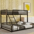 thumbnail image 1 of Twin XL Over Queen Bunk Bed, Convertible Queen Bunk Beds with Safety Guard Rails, Metal Floor Bunk Bed Frame with Ladder for Dormitory Bedroom, No Box Spring Needed（Black), 1 of 7