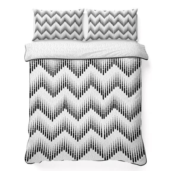 Twin XL Quilt Bedding Set Abstract Halftone Zigzag Lightweight Summer Quilted Coverlet for Hot Sleepers, Minimalist Geometric Art Breathable Soft Cooling Blanket with 2 Pillow Shams for All Season