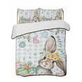 thumbnail image 1 of Twin XL Quilt Bedding Set, Aqua Easter Bunny Reversible Summer Quilt 3 Pieces, Spring Easter Eggs Floral Buffalo Plaid Lightweight Bedspreads Coverlets with 2 Pillow Shams for All Seasons, 1 of 5