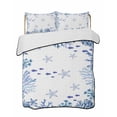 thumbnail image 1 of Twin XL Quilt Bedding Set, Blue Ocean Corals Reversible Summer Quilt 3 Pieces, Nautical Coastal Starfish Marine Life Summer Lightweight Bedspreads Coverlets with 2 Pillow Shams for All Seasons, 1 of 5
