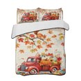 thumbnail image 1 of Twin XL Quilt Bedding Set, Boho Fall Red Truck Reversible Summer Quilt 3 Pieces, Thanksgiving Autumn Harvest Pumpkins Lightweight Bedspreads Coverlets with 2 Pillow Shams for All Seasons, 1 of 5