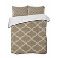 thumbnail image 1 of Twin XL Quilt Bedding Set, Brown Moroccan Reversible Summer Quilt 3 Pieces, Morocco Retro Abstract Quatrefoil Plaid Lightweight Bedspreads Coverlets with 2 Pillow Shams for All Seasons, 1 of 5