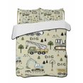 thumbnail image 1 of Twin XL Quilt Bedding Set, Cartoon Tractor Reversible Summer Quilt 3 Pieces, Cute Green Digger Shovel Truck Rustic Lightweight Bedspreads Coverlets with 2 Pillow Shams for All Seasons, 1 of 5