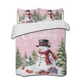 thumbnail image 1 of Twin XL Quilt Bedding Set, Christmas Snowman Reversible Summer Quilt 3 Pieces, Winter Snowflakes Country Xmas Trees Pink Lightweight Bedspreads Coverlets with 2 Pillow Shams for All Seasons, 1 of 5