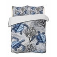thumbnail image 1 of Twin XL Quilt Bedding Set, Coastal Sea Turtles Reversible Summer Quilt 3 Pieces, Blue Summer Coral Ocean Beach Anchor Lightweight Bedspreads Coverlets with 2 Pillow Shams for All Seasons, 1 of 5