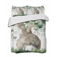 thumbnail image 1 of Twin XL Quilt Bedding Set, Easter Reversible Summer Quilt 3 Pieces, Country Rabbit Botanical Leaves Wooden Grain Lightweight Bedspreads Coverlets with 2 Pillow Shams for All Seasons, 1 of 5