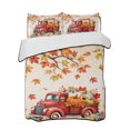 thumbnail image 1 of Twin XL Quilt Bedding Set, Fall Red Truck Reversible Summer Quilt 3 Pieces, Thanksgiving Autumn Harvest Pumpkins Orange Lightweight Bedspreads Coverlets with 2 Pillow Shams for All Seasons, 1 of 5