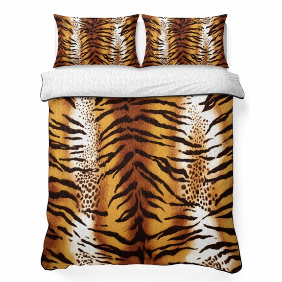 Twin XL Quilt Bedding Set, Farmhouse Leopard Style Soft Microfiber Summer Bedspread Coverlet with 2 Pillow Shams for All Season, Country Animal Print Texture Breathable Bedding Set for Hot Sleepers