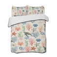 thumbnail image 1 of Twin XL Quilt Bedding Set, Nautical Coastal Reversible Summer Quilt 3 Pieces, Watercolor Ocean Turtle Coral Starfish Beige Lightweight Bedspreads Coverlets with 2 Pillow Shams for All Seasons, 1 of 5