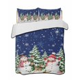 thumbnail image 1 of Twin XL Quilt Bedding Set, Navy Blue Christmas Snowflakes Reversible Summer Quilt 3 Pieces, Winter Xmas Snowman Trees Lightweight Bedspreads Coverlets with 2 Pillow Shams for All Seasons, 1 of 5