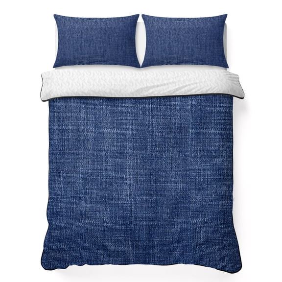 Twin XL Quilt Bedding Set, Navy Blue Retro Linen Soft Microfiber Summer Bedspread Coverlet with 2 Pillow Shams for All Season, Solid Color Breathable Bedding Set for Hot Sleepers