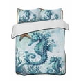 thumbnail image 1 of Twin XL Quilt Bedding Set, Ocean Seahorses Reversible Summer Quilt 3 Pieces, Coastal Animals Seaweed Strafish Compass Blue Lightweight Bedspreads Coverlets with 2 Pillow Shams for All Seasons, 1 of 5