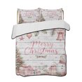 thumbnail image 1 of Twin XL Quilt Bedding Set, Pink Merry Christmas Reversible Summer Quilt 3 Pieces, Xmas Tree Snowman Eucalyptus Wood Lightweight Bedspreads Coverlets with 2 Pillow Shams for All Seasons, 1 of 5