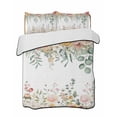 thumbnail image 1 of Twin XL Quilt Bedding Set, Spring Floral Reversible Summer Quilt 3 Pieces, Watercolor Roses Eucalyptus Leaves Botanical Lightweight Bedspreads Coverlets with 2 Pillow Shams for All Seasons, 1 of 5