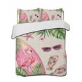 thumbnail image 1 of Twin XL Quilt Bedding Set, Summer Flamingo Reversible Summer Quilt 3 Pieces, Tropical Plants Botanical Floral Rustic Lightweight Bedspreads Coverlets with 2 Pillow Shams for All Seasons, 1 of 5