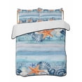 thumbnail image 1 of Twin XL Quilt Bedding Set, Summer Ocean Reversible Summer Quilt 3 Pieces, Coastal Shells Starfish Coral Conch Wooden Blue Lightweight Bedspreads Coverlets with 2 Pillow Shams for All Seasons, 1 of 5