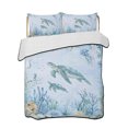 thumbnail image 1 of Twin XL Quilt Bedding Set, Turtle Coastal Reversible Summer Quilt 3 Pieces, Nautical Seaside Coral Starfish Conch Lightweight Bedspreads Coverlets with 2 Pillow Shams for All Seasons, 1 of 5