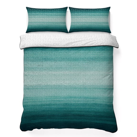 Twin XL Quilt Bedding Set, Watercolor Teal Green Gradient Marble Texture Soft Microfiber Summer Bedspread Coverlet with 2 Pillow Shams, Abstract Art Breathable Bedding Set for Hot Sleepers