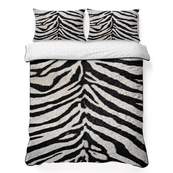 Twin-XL Quilt Bedding Set Zebras Tiger Stripes Breathable Summer Cooling Blanket for Hot Sleepers, Abstract Animal Print Lightweight Soft Bedding Set with 2 Pillow Shams for All Season