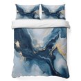 thumbnail image 1 of Twin XL Quilt Set 68''x98'', Navy Blue Marble Lightweight Summer Bedspread Coverlet Set with 2 Pillow Shams, Modern Abstract Ink Painting Breathable All Season Quilt Bedding for Dorm/Guest Room, 1 of 9