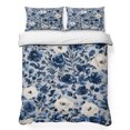 thumbnail image 1 of Twin XL Quilt Set 68''x98'', Navy Blue White Peony Lightweight Summer Bedspread Coverlet Set with 2 Pillow Shams, Vintage Floral Blossom Breathable All Season Quilt Bedding for Dorm/Guest Room, 1 of 9