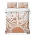 thumbnail image 1 of Twin XL Quilt Set 68''x98'', Orange Sunshine Lightweight Summer Bedspread Coverlet Set with 2 Pillow Shams, Lines Retro Abstract Middle Century Breathable All Season Quilt Bedding for Dorm/Guest Room, 1 of 9