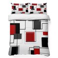thumbnail image 1 of Twin XL Quilt Set 68''x98'', Red Grey Black Lightweight Summer Bedspread Coverlet Set with 2 Pillow Shams, Irregular Geometric Modern Abstract Breathable All Season Quilt Bedding for Dorm/Guest Room, 1 of 9