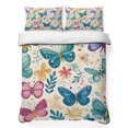 thumbnail image 1 of Twin XL Quilt Set 68''x98'', Spring Butterflies Lightweight Summer Bedspread Coverlet Set with 2 Pillow Shams, Summer Countryside Leaf Flowers Breathable All Season Quilt Bedding for Dorm/Guest Room, 1 of 9