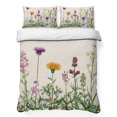 thumbnail image 1 of Twin XL Quilt Set 68''x98'', Spring Flowers Lightweight Summer Bedspread Coverlet Set with 2 Pillow Shams, Wild Floral Herb Botanical Breathable All Season Quilt Bedding for Dorm/Guest Room, 1 of 9