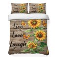 thumbnail image 1 of Twin XL Quilt Set 68''x98'', Sunflower Rustic Lightweight Summer Bedspread Coverlet Set with 2 Pillow Shams, Vintage Wooden Flowers Butterfly Breathable All Season Quilt Bedding for Dorm/Guest Room, 1 of 9