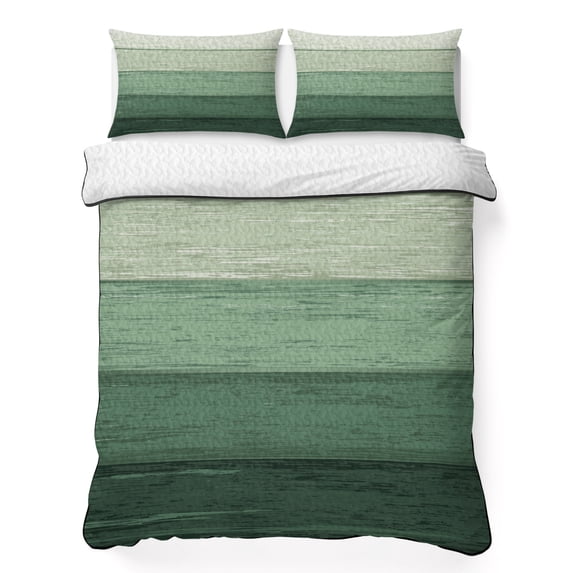Twin XL Quilt Set 68''x98'', Turquoise Ombre Lightweight Summer Bedspread Coverlet Set with 2 Pillow Shams, Farmhouse Vintage Wooden Striped Breathable All Season Quilt Bedding for Dorm/Guest Room